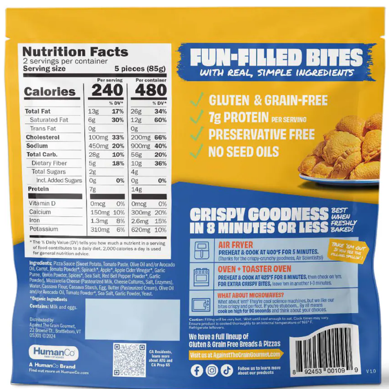 Against The Grain Cheese Pizza Poppers 6oz