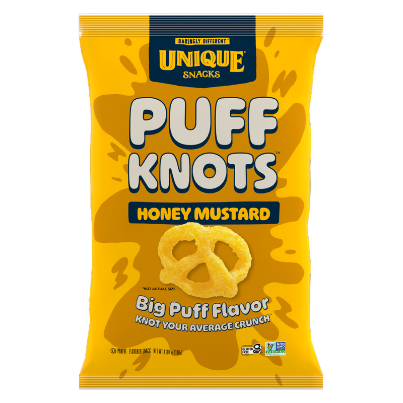 Unique Snacks Puff Knots, Honey Mustard, 4.8oz