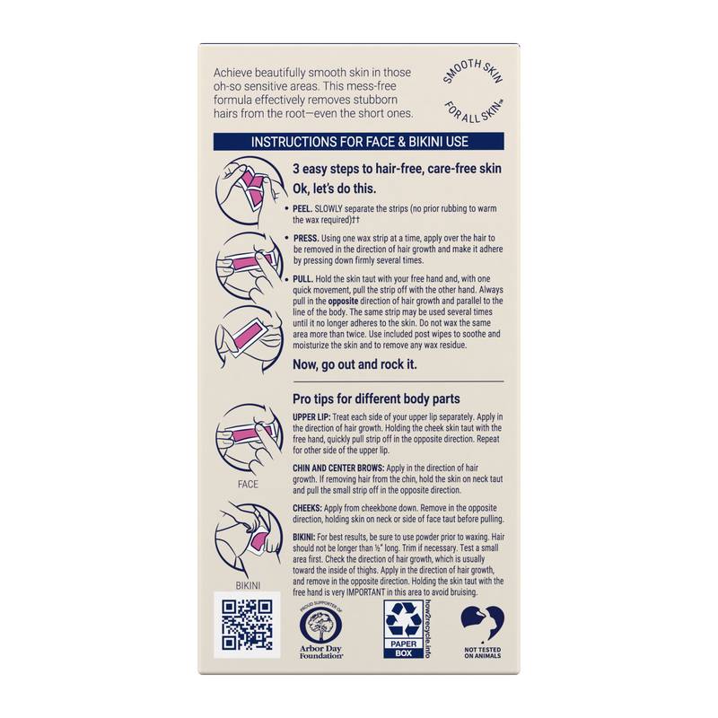 Nair Wax Ready-Strips, Face, 40ct