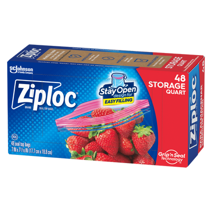 Ziploc Storage Bags, Quart, 48ct