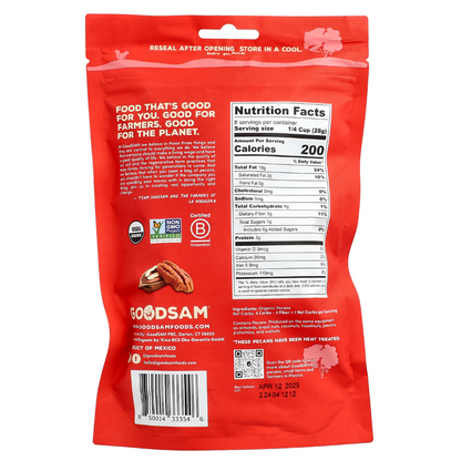 Goodsam Organic Raw & Unsalted Pecan Halves, 8 oz