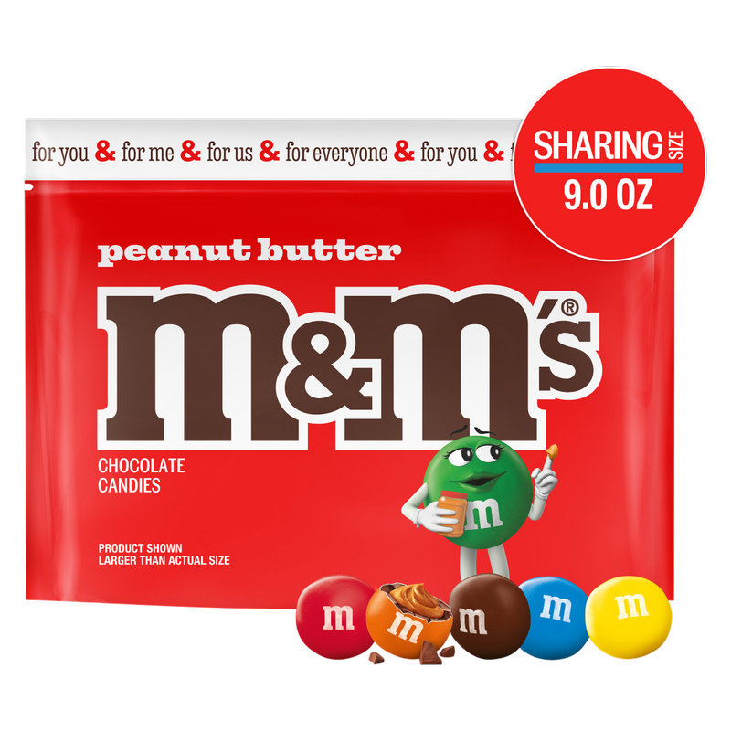 M&M'S Peanut Butter Milk Chocolate Candy, Sharing Size, 9 oz Bag