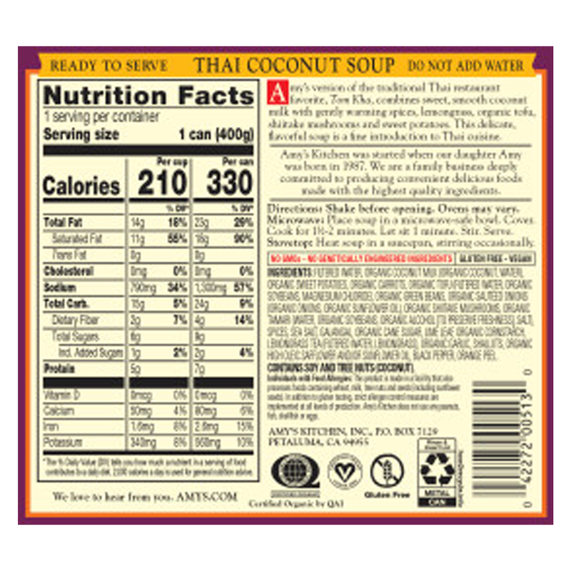Amy's Organic Thai Coconut Soup 14.5oz