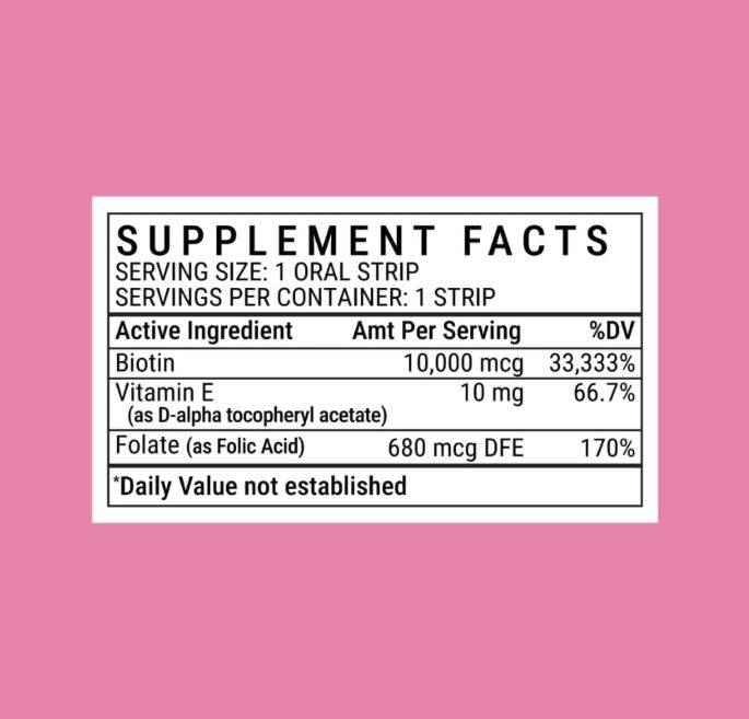 Nutrics Beauty Essentials Oral Strips – 30ct, Biotin + Folate + Vitamin E, No Water, Zero Sugar