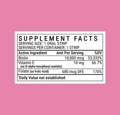 Nutrics Beauty Essentials Oral Strips – 30ct, Biotin + Folate + Vitamin E, No Water, Zero Sugar