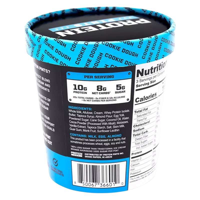 Protein Pints Cookie Dough Protein Ice Cream 16oz