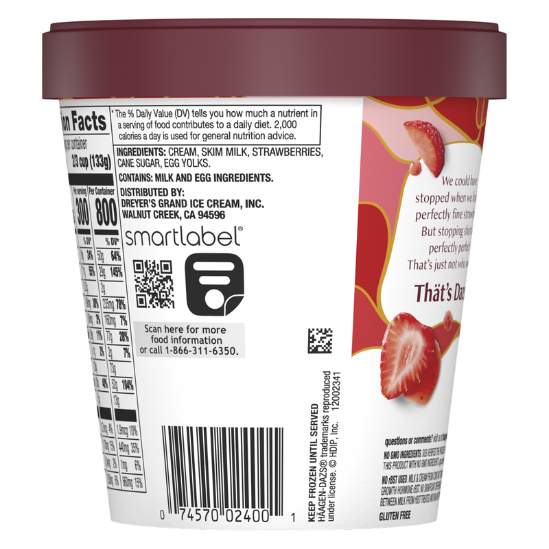 Haagen-Dazs Strawberry Ice Cream, 14oz. - Haagen-Dazs – BevMo!