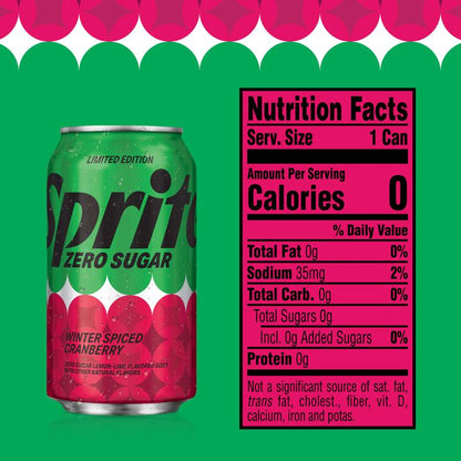 Sprite Winter Spiced Cranberry Zero Sugar 12pk 12oz Can