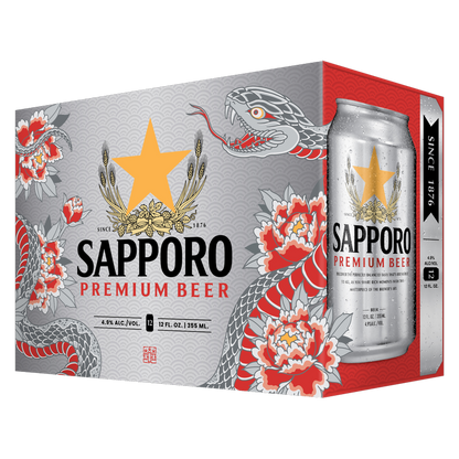 Sapporo Premium 12pk 12oz Can 4.9% ABV - Sapporo – BevMo!