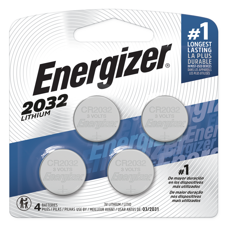 Energizer 2032 Batteries 4pk, Lithium Coin Battery, 3.0V, Non-Rechargeable