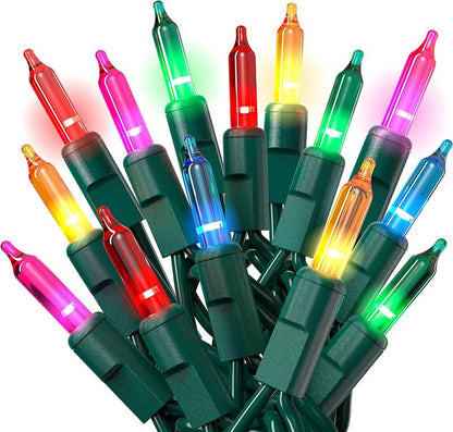 100 Multicolor String Lights with Green Wire