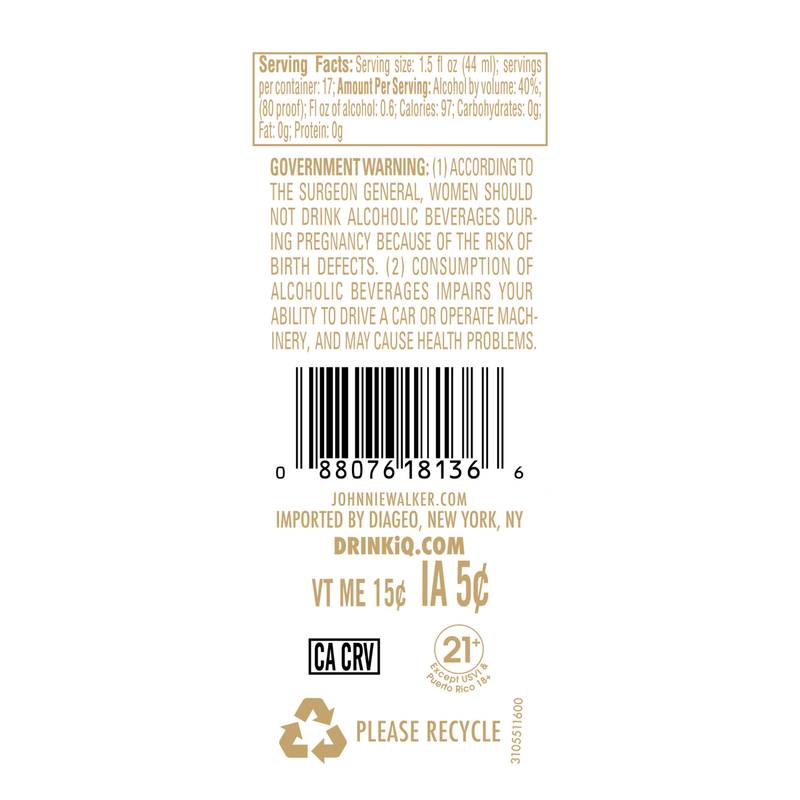 Johnnie Walker 18yr Blended Scotch 750ml - Johnnie Walker – BevMo!