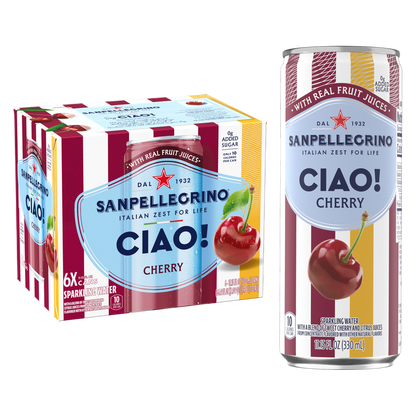 San Pellegrino Ciao! Cherry Sparkling Water 6pk 330mL Can - San