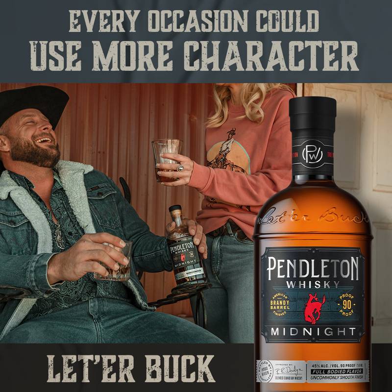 Pendleton Midnight with Two Rocks Glasses Canadian Whiskey 750ml (90 Proof)