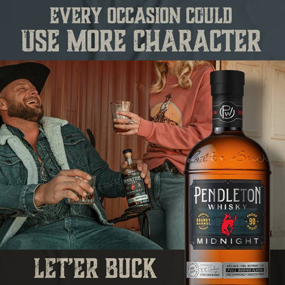 Pendleton Midnight with Two Rocks Glasses Canadian Whiskey 750ml (90 Proof)