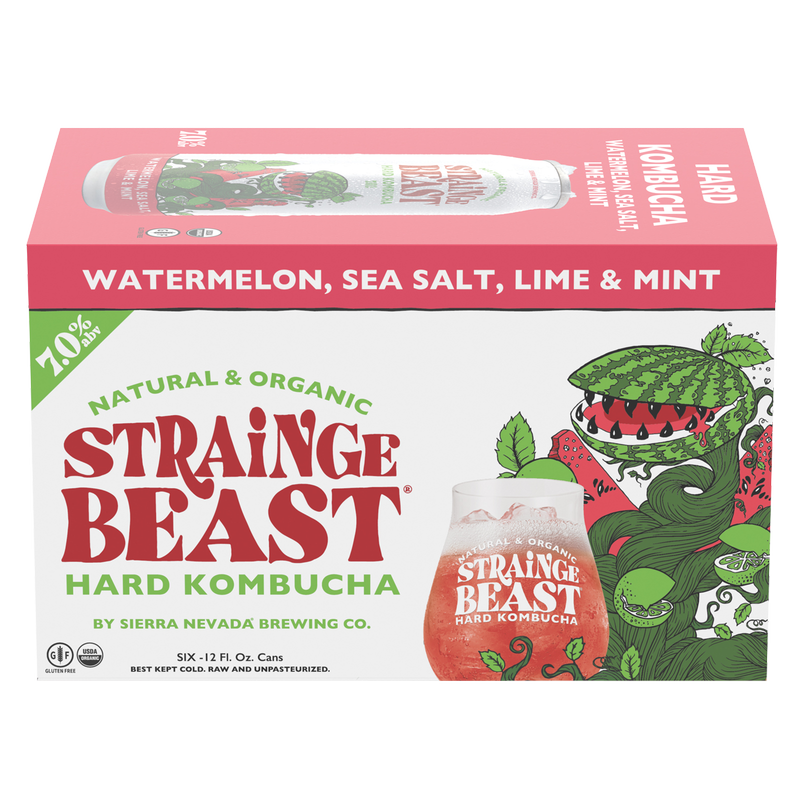 Strainge Beast Watermelon Sea Salt Lime Mint Kombucha 6pk 12oz
