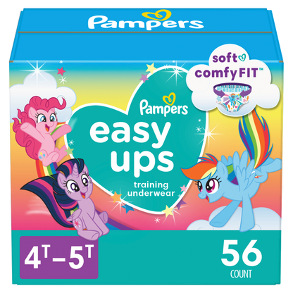 Pampers 56ct EasyUps Training Underwear, 4T/5T, Super Girl