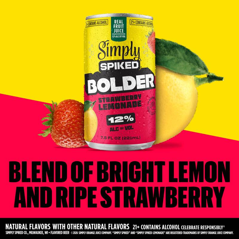 Simply Spiked Bolder Strawberry Lemonade 12pk 7.5oz Cans