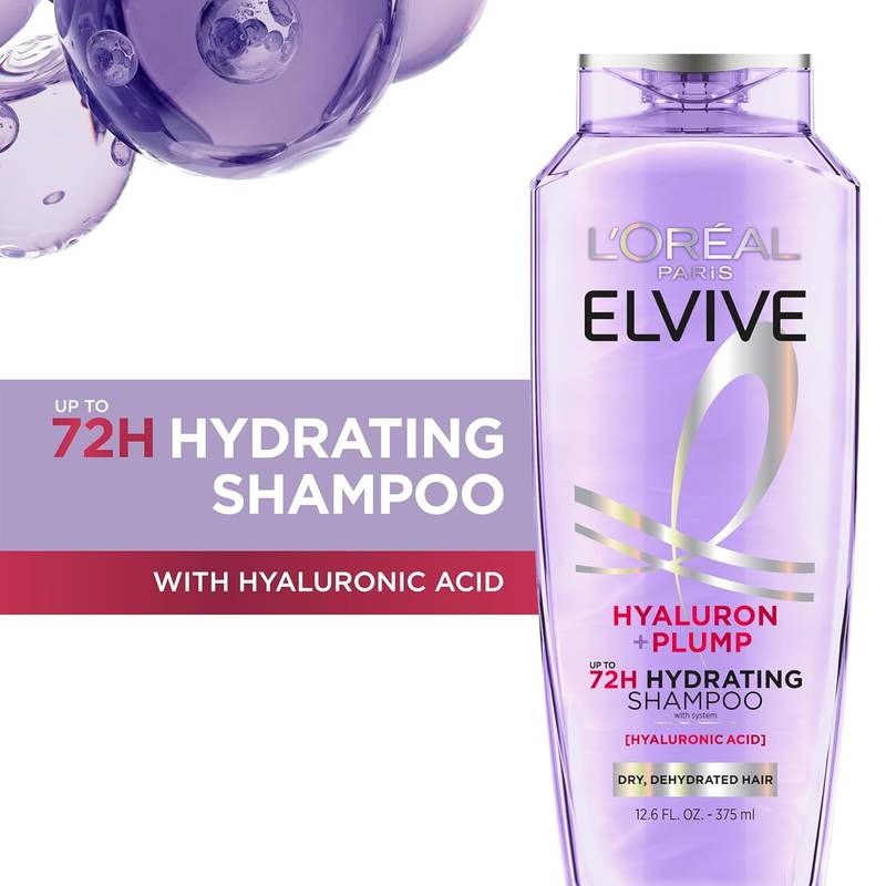 L'Oreal Shampoo, Hyaluron Plump Hydrating, Paraben Free for Dry Hair, 12.6oz