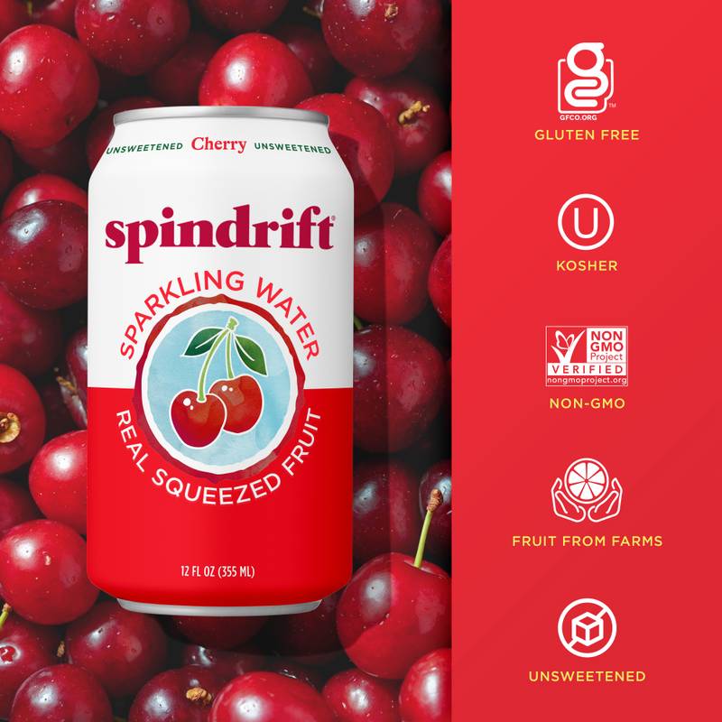 Spindrift Cherry Sparkling Water 8pk 12oz Can