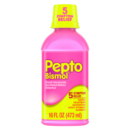 Pepto Bismol 5 Symptoms Digestive Relief Original Liquid 16 oz