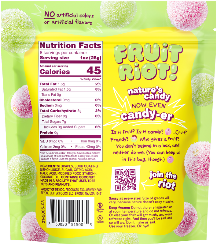 Fruit Riot Frozen Sour Grapes 8oz - Fruit Riot – BevMo!