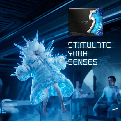 5 GUM Peppermint Cobalt Sugar Free Chewing Gum, Five Gum 35 Stick Pack