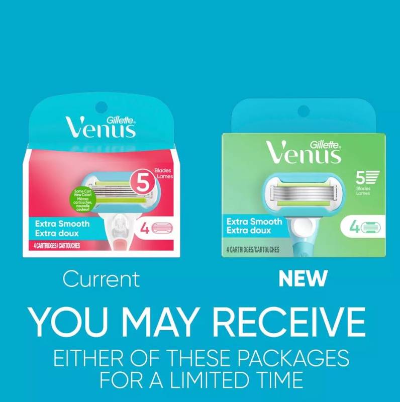 Gillette Venus Extra Smooth Women’s Razor Blades, 5-Bladed Razor Refills, 4 Count