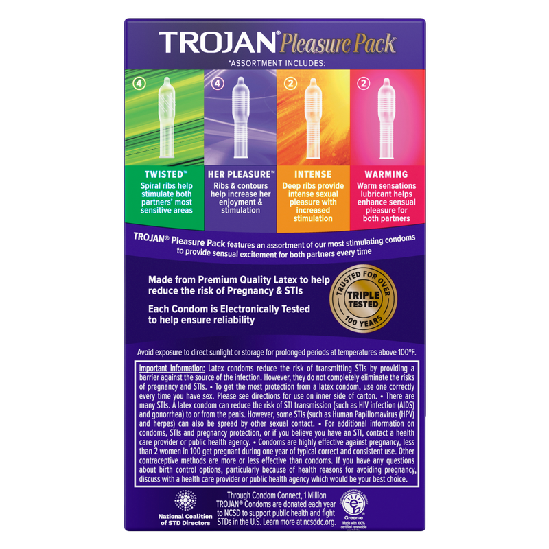 Trojan Pleasure Pack Lubricated Condoms 12ct