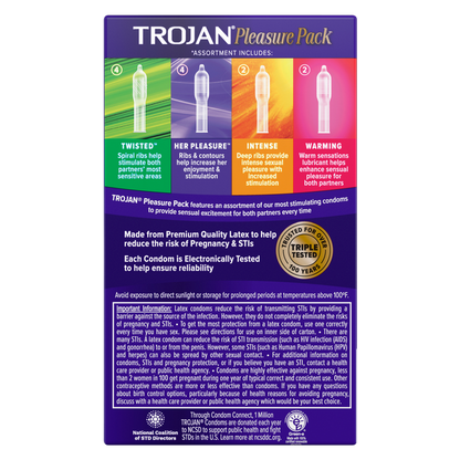 Trojan Pleasure Pack Lubricated Condoms 12ct