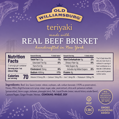 Old Williamsburg Teriyaki Kosher Beef Jerky 2oz