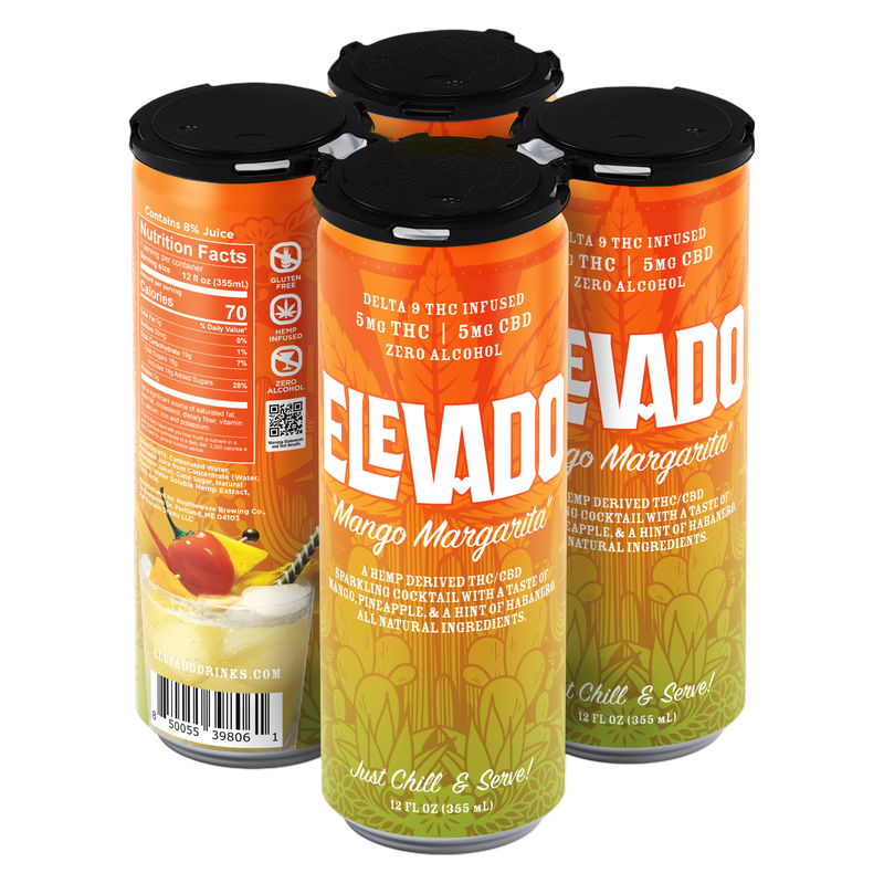 Elevado THC 5mg Mango Margarita Cocktail 4pk 12oz Can