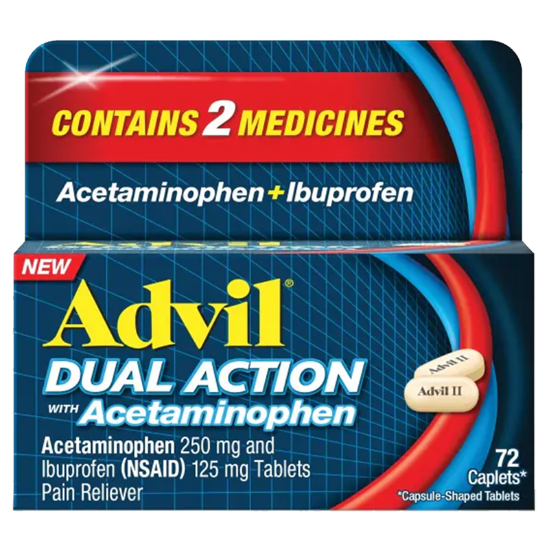 Advil Dual Action with Acetaminophen Caplets - 72ct - Advil – BevMo!