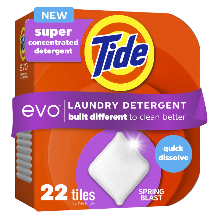 Tide Evo Laundry Detergent Tiles, Spring Blast 22ct