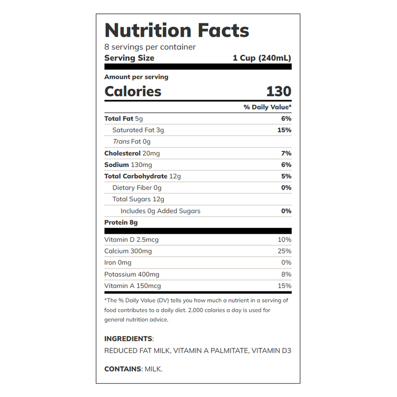 2% Reduced Fat Milk - 1/2 Gallon