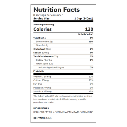 2% Reduced Fat Milk - 1/2 Gallon