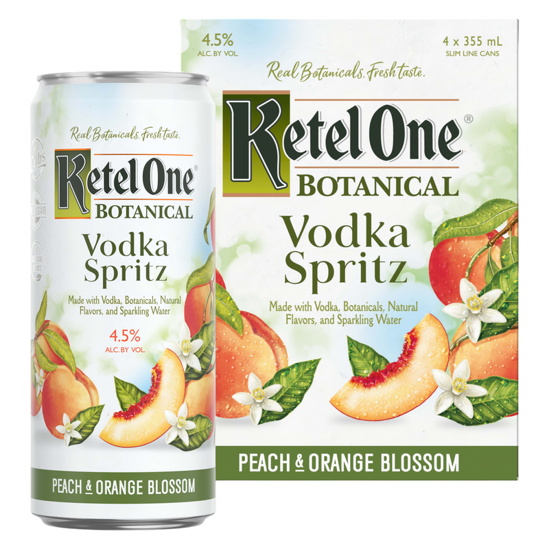 Ketel One Botanical Peach & Orange Blossom Vodka Spritz 4pk 12oz Cans 4.5% ABV