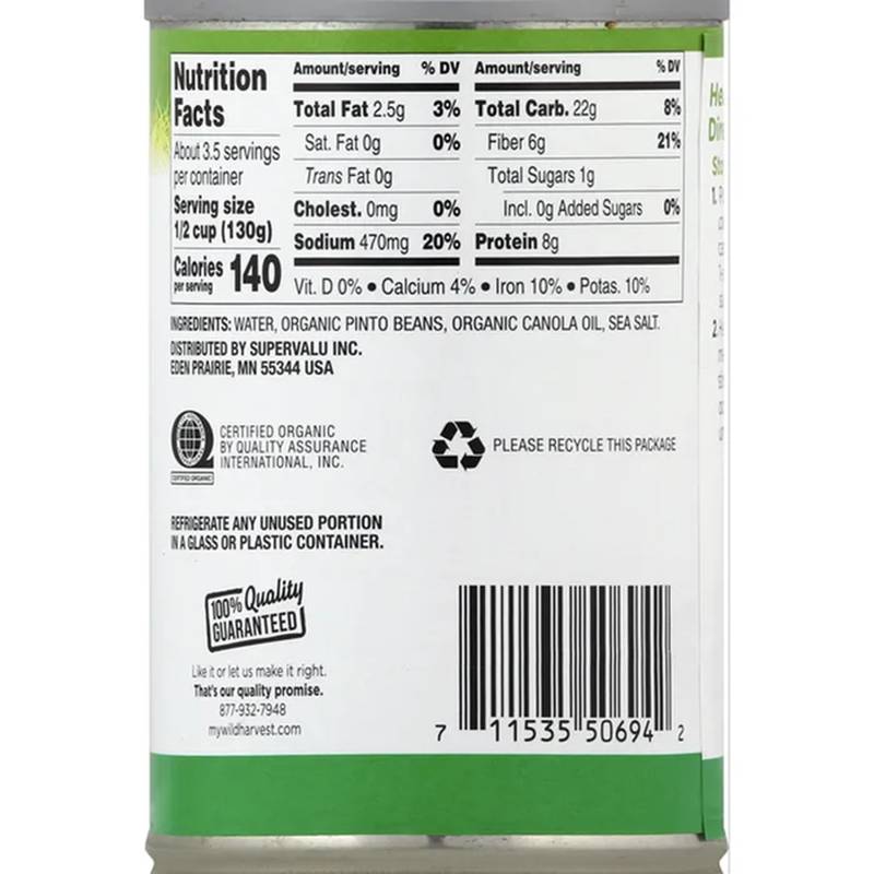 Wild Harvest Organic Vegetarian Refried Beans, 16oz.