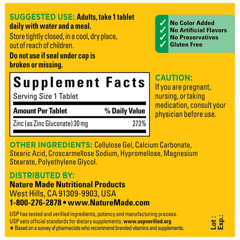 Zinc Gluconate, 30mg, 100ct