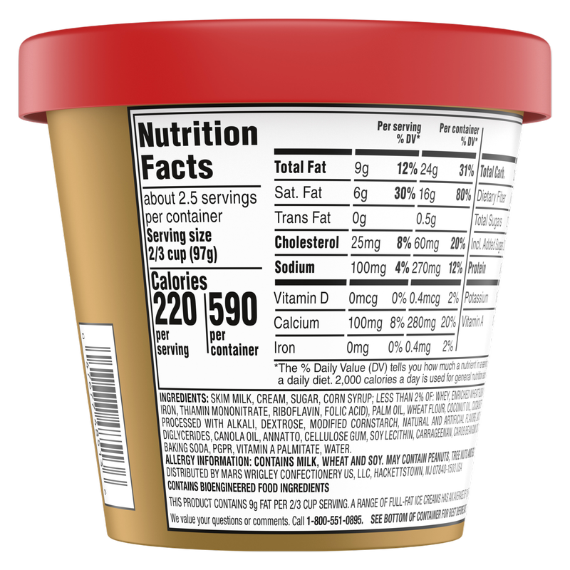 TWIX Caramel Fudge Swirl Ice Cream Reduced Fat Cookie Caramel Ice Cream with Twix Candy Bar Pieces, 14oz