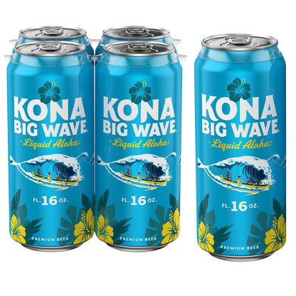 Kona Big Wave Premium Beer 4pk 16oz Cans 4.4% ABV