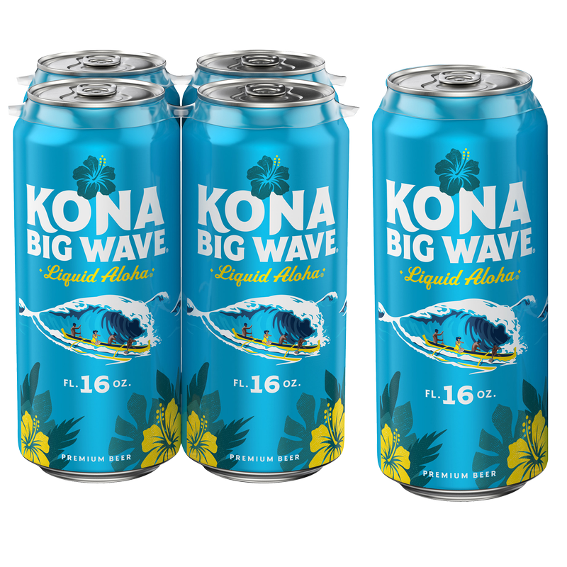 Kona Big Wave Premium Beer 4pk 16oz Cans 4.4% ABV