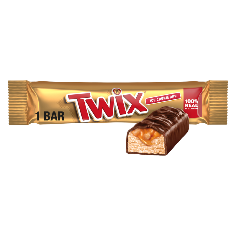 TWIX Ice Cream Bar Vanilla Caramel Chocolatey Cookie Dessert Bar, 3 Oz Bar