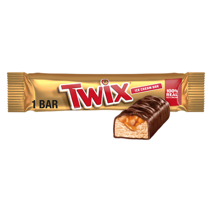 TWIX Ice Cream Bar Vanilla Caramel Chocolatey Cookie Dessert Bar, 3 Oz Bar