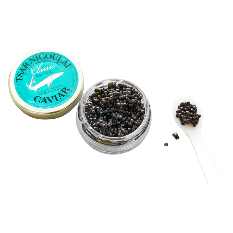 Tsar Nicoulai Sturgeon Classic Caviar with Mother of Pearl Spoon - 1oz