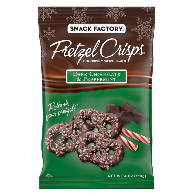Snack Factory Pretzel Crisps Holiday Peppermint Dark Chocolate Covered Pretzels 4oz