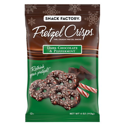 Snack Factory Pretzel Crisps Holiday Peppermint Dark Chocolate Covered Pretzels 4oz