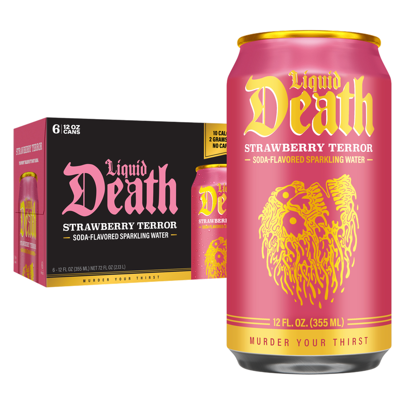 Liquid Death Strawberry Terror Sparkling Water 6pk 12oz Can
