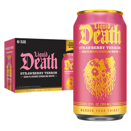Liquid Death Strawberry Terror Sparkling Water 6pk 12oz Can