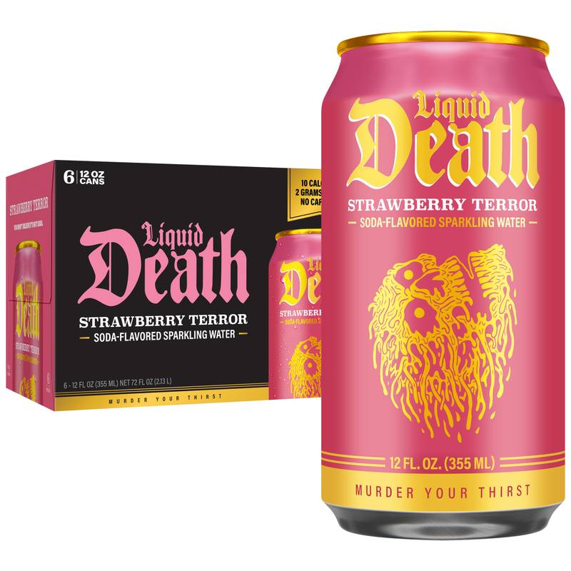 Liquid Death Strawberry Terror Sparkling Water 6pk 12oz Can